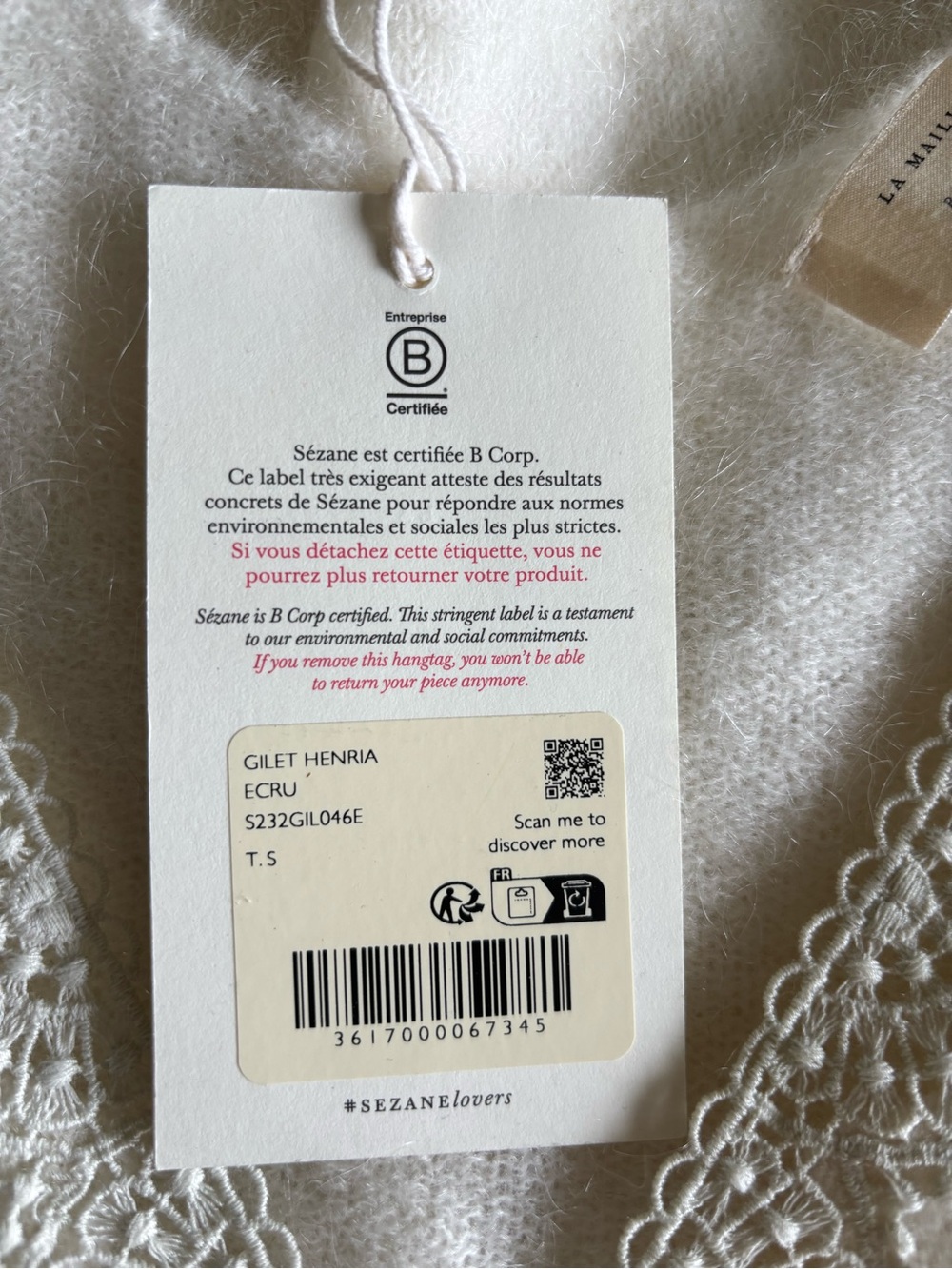 Sézane HENRIA Ecru Cardigan Sweater - Small - Picture 6 of 6
